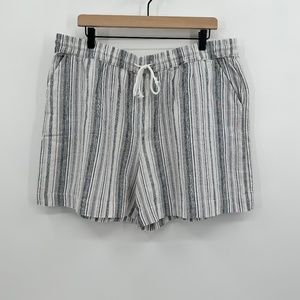 Beach Lunch Lounge Gray Linen Blend Shorts Womens XL NWT Toney Stripes Pockets